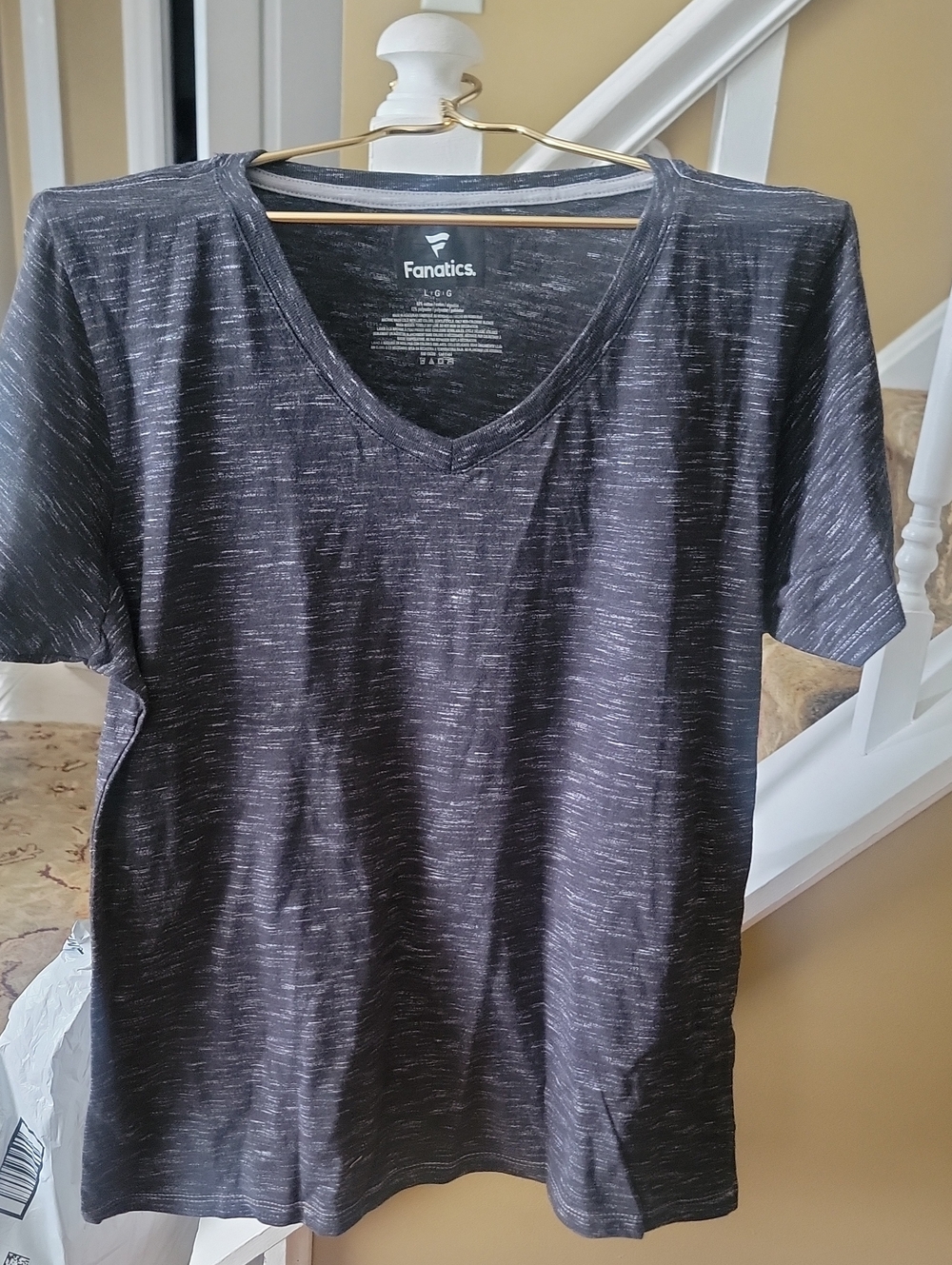 Fanatics Men’s Heathered Charcoal V-Neck Short Sleeve T-Shirt